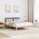 vidaXL Ágykeret fejtámlával Barna és taupe 150 x 200 cm Tömör fenyőfa