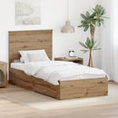 vidaXL Ágykeret fejtámlával fiókkal Artisan tölgy 90 x 200 cm Faanyag