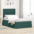 vidaXL Ágy tárolóval és matraccal Sötétzöld 120 x 200 cm Bársony