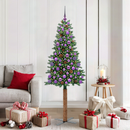 vidaXL Karcsú karácsonyfa 300 LED-del Zöld 180 cm PVC és tömör fenyőfa