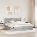 vidaXL Ágykeret fejtámlával Szürke Sonoma 200 x 200 cm Tömör fenyőfa