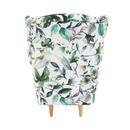 Füles fotel, szövet minta zöld levél, CHARLOT