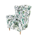 Füles fotel, szövet minta zöld levél, CHARLOT