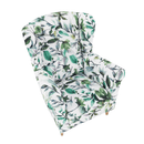 Füles fotel, szövet minta zöld levél, CHARLOT