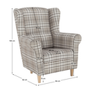 Füles fotel, szövet barna kocka, CHARLOT