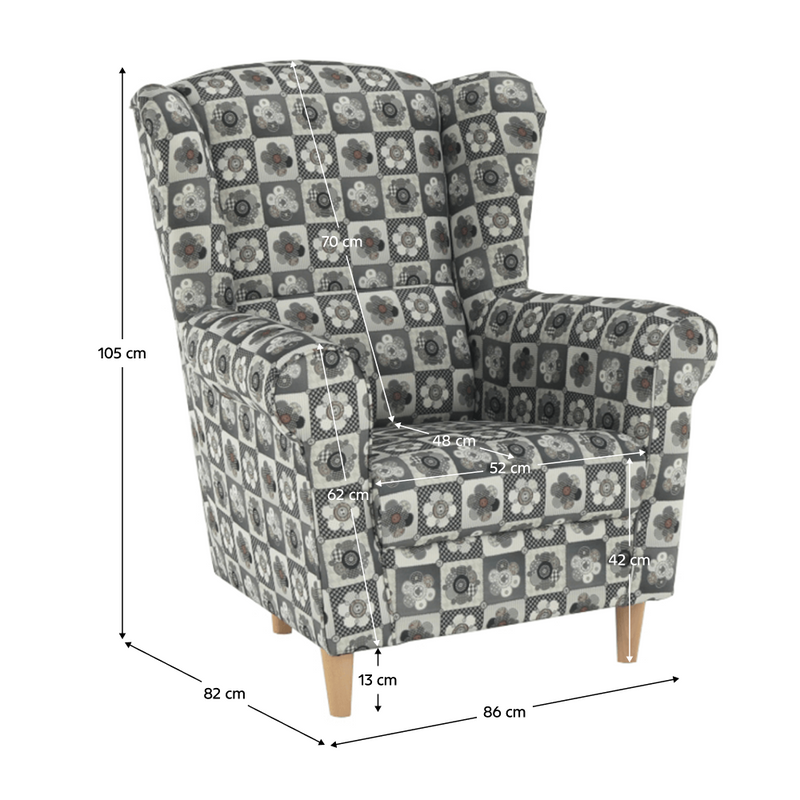 Füles fotel, szövet patchwork N1, CHARLOT