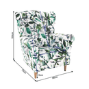 Füles fotel, szövet minta zöld levél, CHARLOT