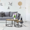 Dohányzóasztalok, 2 db-os szett, tölgy/fekete, CIRKO