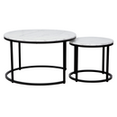 Dohányzóasztalok, 2 db-os szett, fehér/fekete, CIRKO
