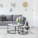 Dohányzóasztalok, 2 db-os szett, fehér/fekete, CIRKO