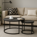 Dohányzóasztalok, 2 db-os szett, sötétszürke/fekete, CIRKO