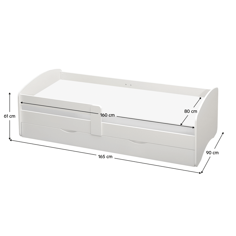 Ágy ráccsal és tárhellyel 80x160, fehér, COCOLINO
