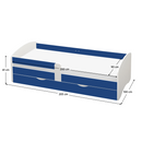 Ágy ráccsal és tárolóhellyel 90x200, fehér/kék, COCOLINO