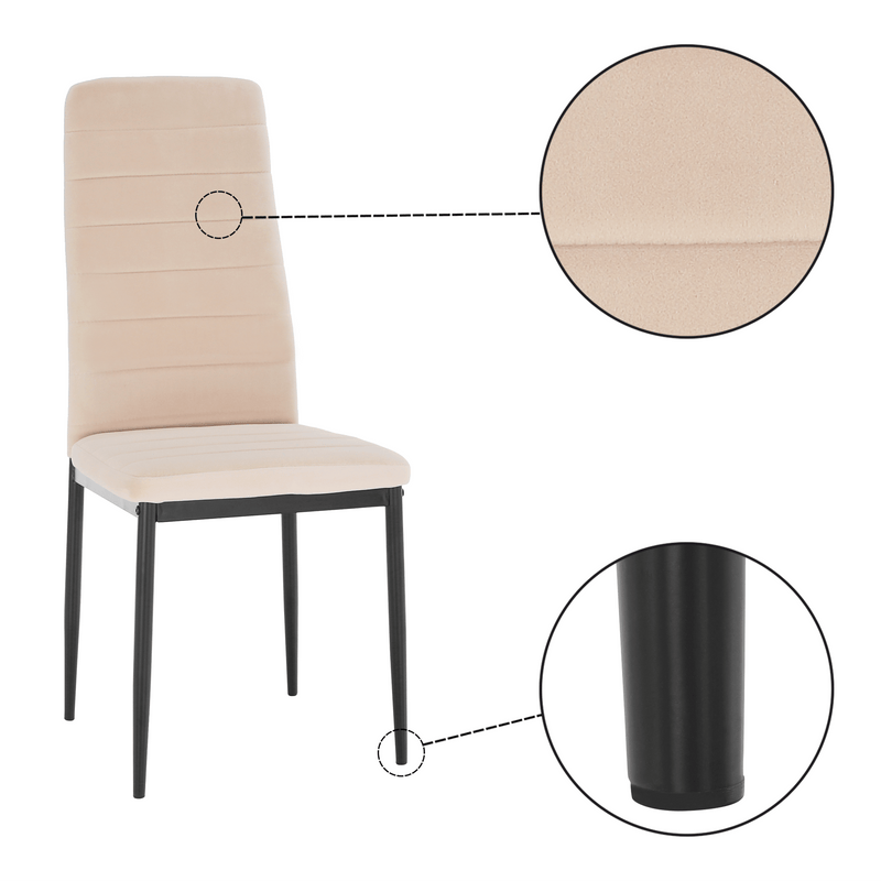 Szék, bézs Dulux Velvet szövet/fekete fém, COLETA NOVA