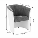 Klub fotel, fehér textilbőr / szürke szövet, CUBA