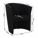 Klub fotel, fekete textilbőr, CUBA