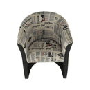 Klub fotel, textilbőr fekete/szövet újságminta, CUBA