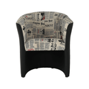 Klub fotel, textilbőr fekete/szövet újságminta, CUBA