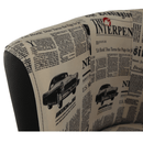 Klub fotel, textilbőr fekete/szövet újságminta, CUBA