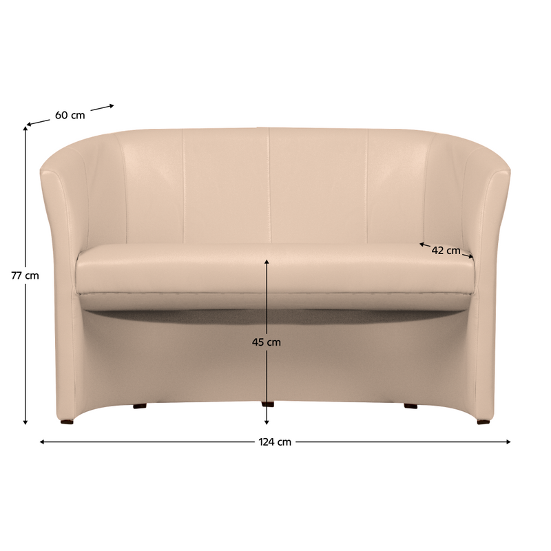 Klub duplafotel, textilbőr, bézs színű, CUBA