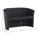 Klub duplafotel, fekete textilbőr, CUBA