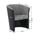 Klub fotel, fekete textilbőr/ szürke szövet, CUBA