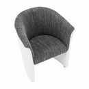 Klub fotel, fehér textilbőr / szürke szövet, CUBA