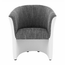 Klub fotel, fehér textilbőr / szürke szövet, CUBA