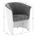 Klub fotel, fehér textilbőr / szürke szövet, CUBA