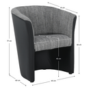 Klub fotel, fekete textilbőr/ szürke szövet, CUBA