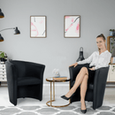 Klub fotel, fekete textilbőr, CUBA