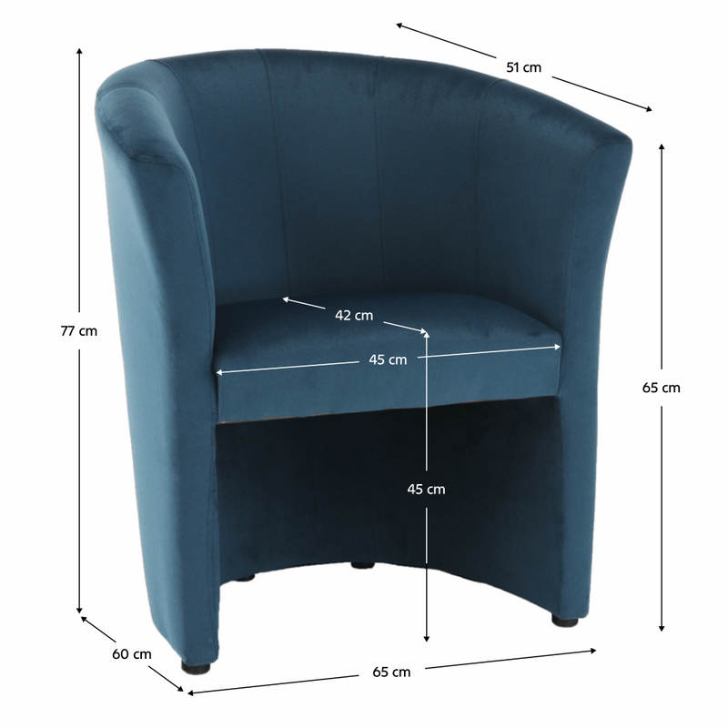 Klub fotel, kék anyag, CUBA