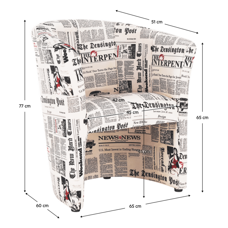 Klub fotel, szövet újságminta, CUBA