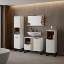 Tükör LED világítással, fehér/artisan tölgy, CUBO CUB04