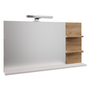 Tükör LED világítással, fehér/artisan tölgy, CUBO CUB04