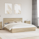 vidaXL Tárolós Ágy fejtámlával Sonoma tölgy 180 x 200 cm Faanyag
