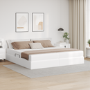 vidaXL Ágy tárolóval és matraccal matracmal tárolóval 2 pcs Fehér Bőr