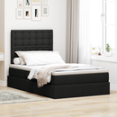 vidaXL Ágy tárolóval és matraccal tárolóval Fekete 120 x 200 cm szövet