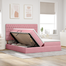 vidaXL Tárolós Ágy fejtámlával Rózsaszín 200 x 200 cm Bársony