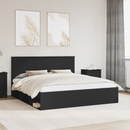 vidaXL Ágykeret fejtámlával Fekete 180 x 200 cm Tömör fenyőfa
