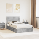 vidaXL Tárolós Ágy fejtámlával Beton Szürke 135 x 190 cm Faanyag