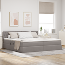 vidaXL LED tárolós ágy matraccal Tópszínű 200 x 200 cm Szövet