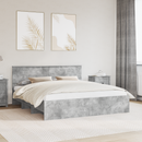 vidaXL Ágykeret fejtámlával Beton Szürke 200 x 200 cm Faanyag