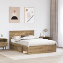 vidaXL Ágykeret fejtámlával Művészi tölgy 140 x 200 cm Tömör fenyőfa