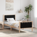 vidaXL Ágykeret fejtámlával Fekete 75 x 190 cm Tömör fenyőfa