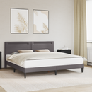 vidaXL Ágykeret LED szalagokkal fejtámlával Szürke 180 x 200 cm Műbőr