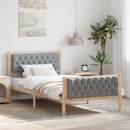 vidaXL Ágykeret fejtámlával Világosszürke 100 x 200 cm Tömör fenyőfa
