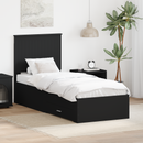 vidaXL Ágykeret fejtámlával Fekete és Ezüst 70 x 190 cm Faanyag