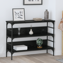 vidaXL Konzolasztal polcokkal Musta tammi 100 x 32 x 75 cm Faanyag
