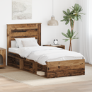 vidaXL Ágykeret fejtámlával Öreg fa 75 x 190 cm Tömör fenyőfa